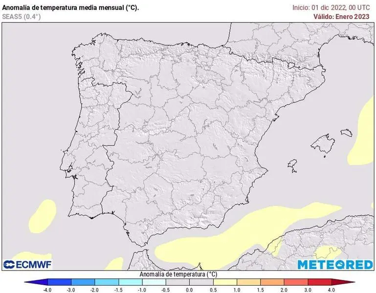Previsi&oacute;n de la anomal&iacute;a de las temperaturas para enero de 2023